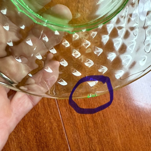 Set of 5 Imperial Diamond Quilted Green Uranium Glass 6” Plates Depression Glass - Picture 8 of 8